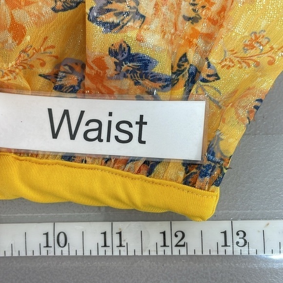 Tularosa Bodysuit Women's X Small XS Yellow Floral Long Sleeve Metallic - Picture 14 of 15